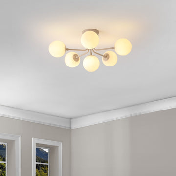 Olivier Parisian 24" Globe Modern Industrial Iron Bistro LED Semi Flush Mount